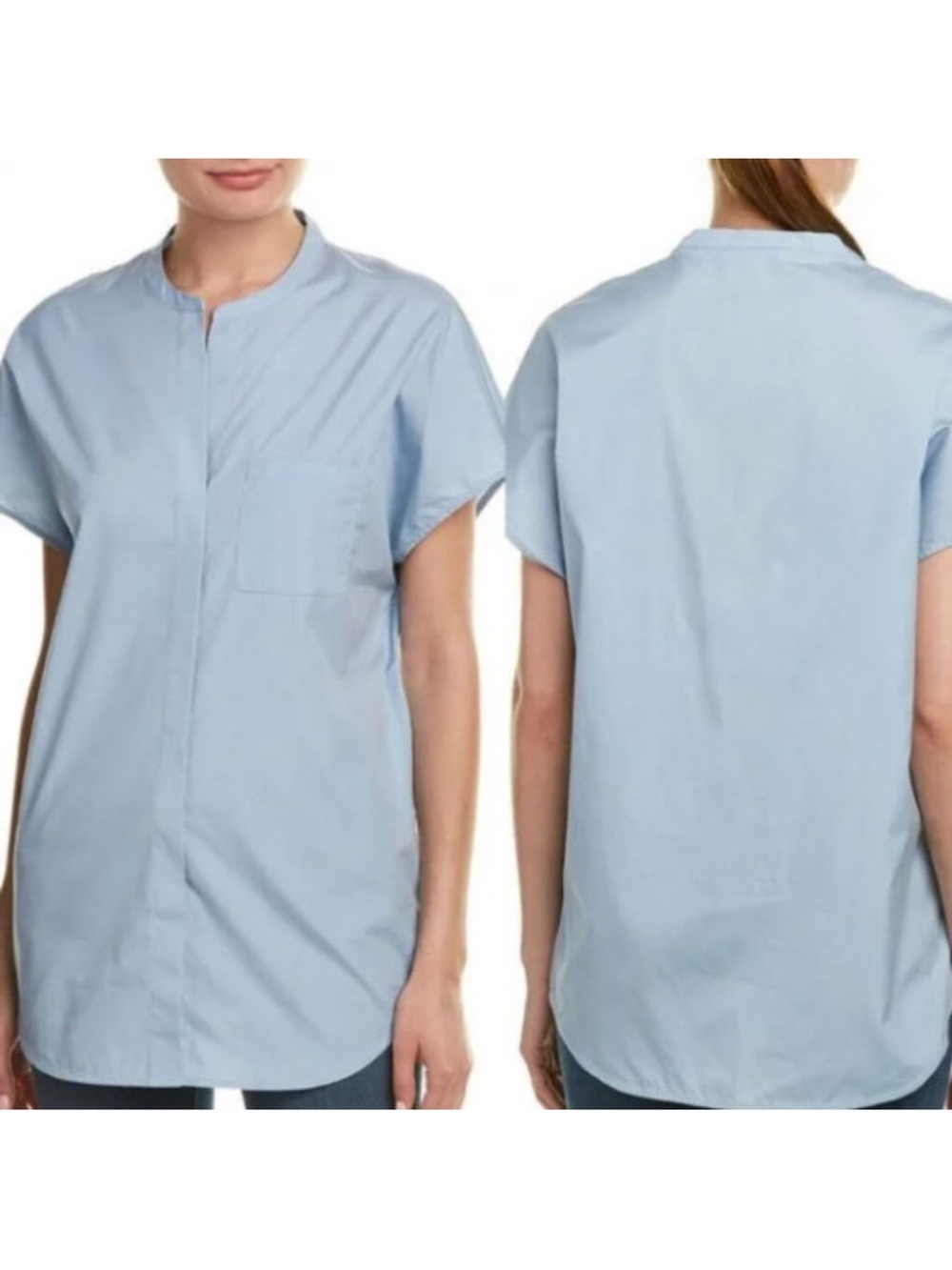 Vince Relaxed Fit 100% Cotton Popover Top Blouse